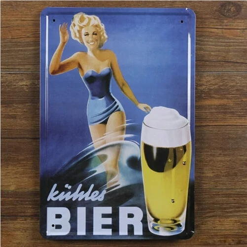 Немецкое Пиво Kuhles Bier жестяной знак бар паб кафе таверна Настенный декор дисплей