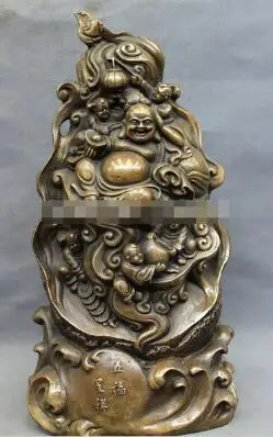 16 &quotКитайский Бронзовый ребенок Shou персик монета юаньбао мешок счастливый