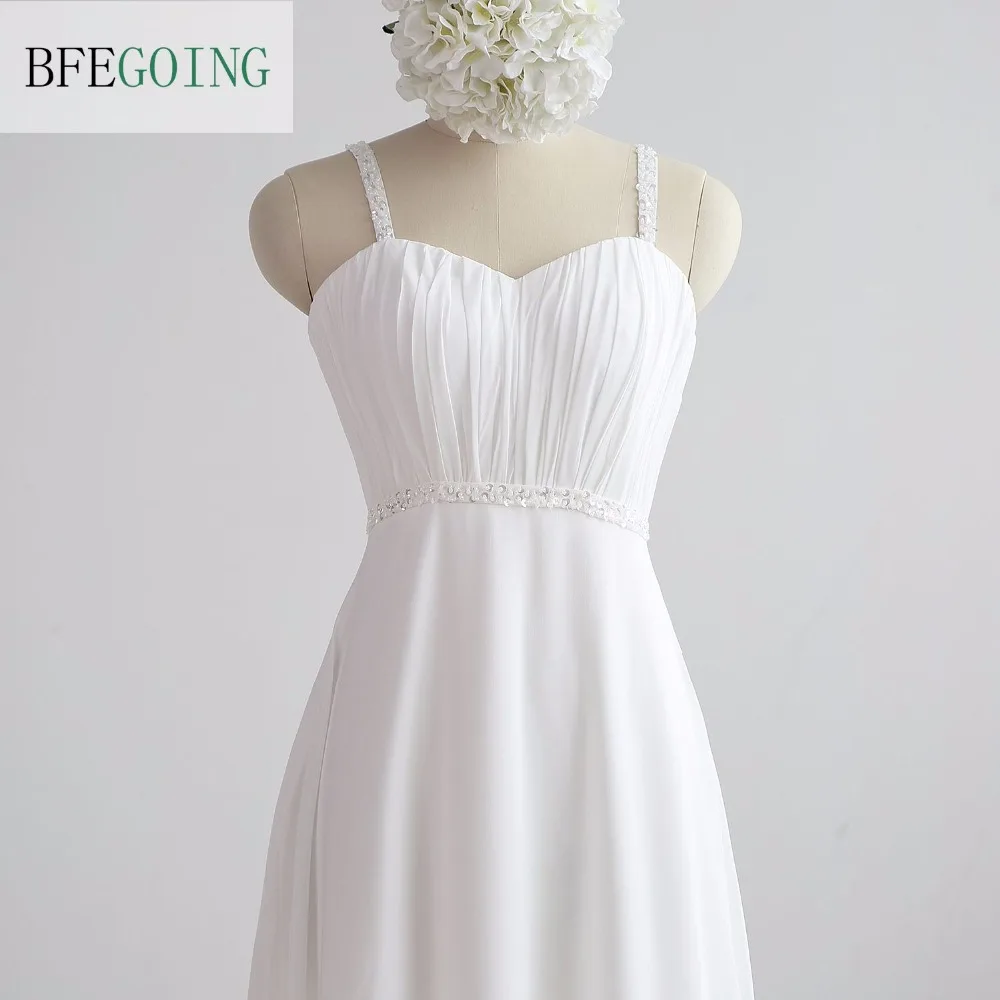 Шифоновое прямое вечернее платье цвета слоновой кости милое на бретелях