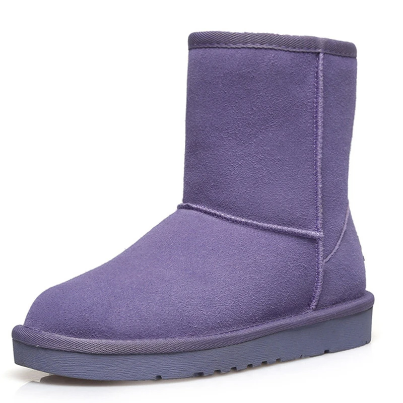 Snow Boots Women Waterproof Australia Slip On Brand 2019 New Warm Winter Suede Flat Shoes Solid Color Fur Sapatos Femininos Hot | Обувь