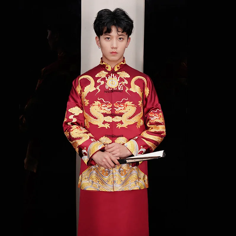 Красный Жених винтажный свободный Cheongsam традиционное китайское свадебное платье