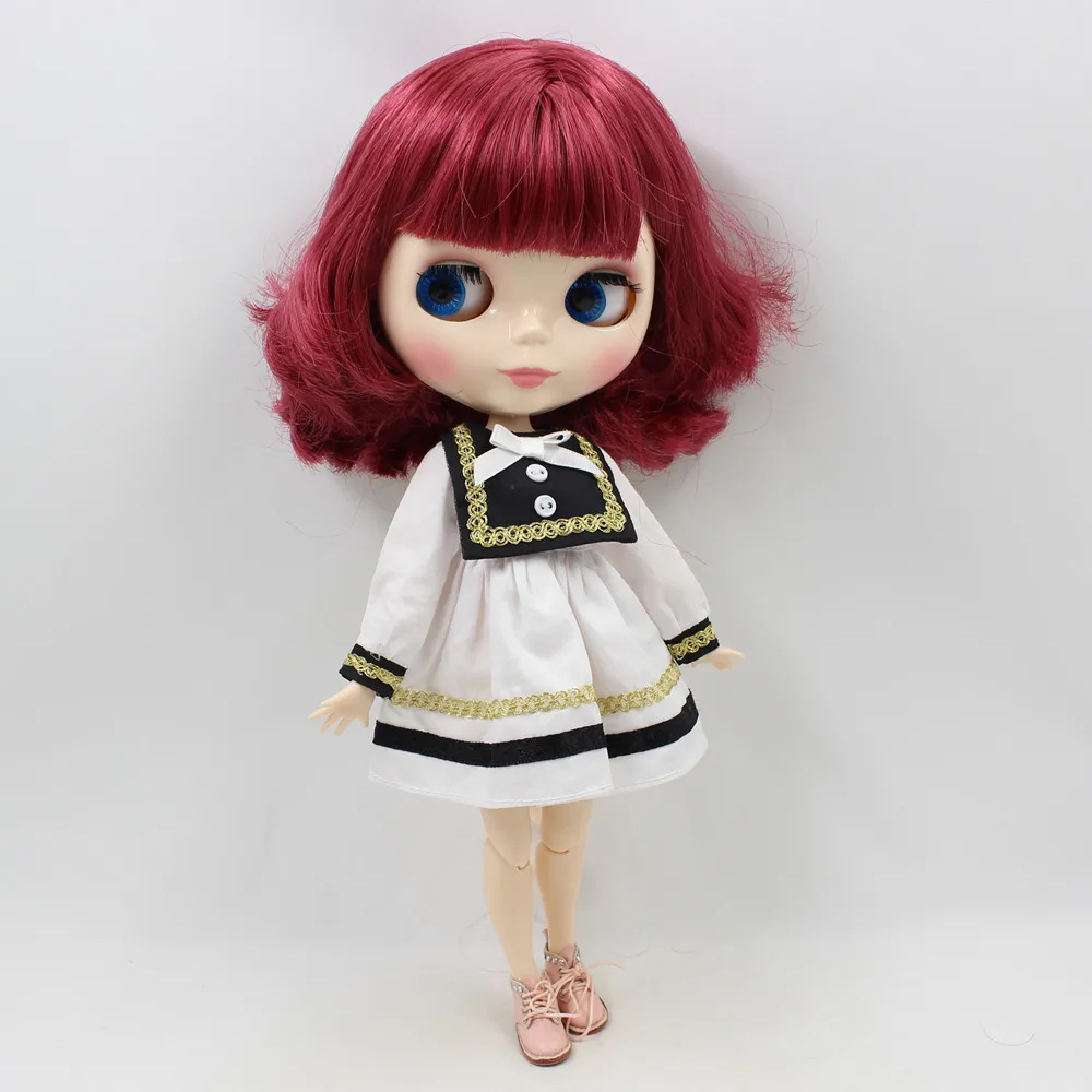 Ледяной DBS Blyth кукольные белая кожа вино реб короткие волосы с челкой Глянцевая