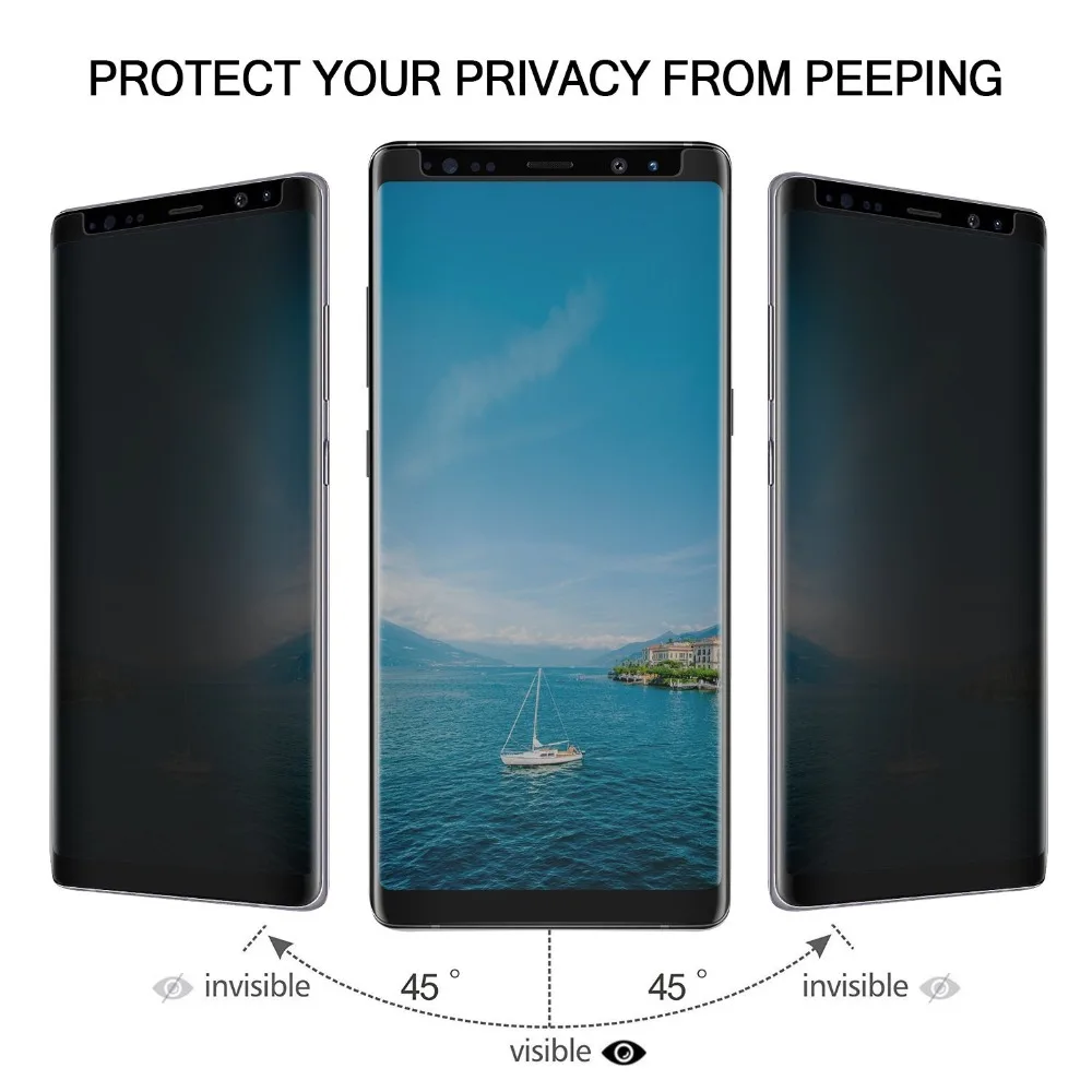 

3D Curved privacy Full Glue Tempered Glass for Samsung Note9 8 S9 S8 Plus anti glare Full Adhesive Screen Protector S9 S8 Glass