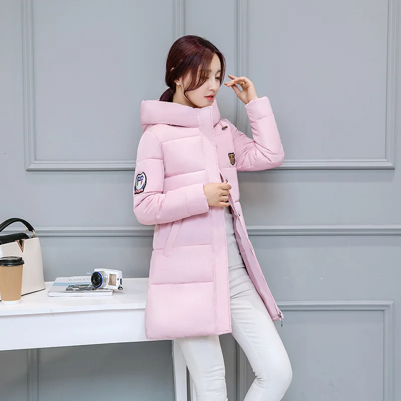 

2019 Hot Sale Rushed Polyester Long Zipper Slim Temperament Lady Enlarge Code Cotton-padded Clothes Woman Armband Loose Coat