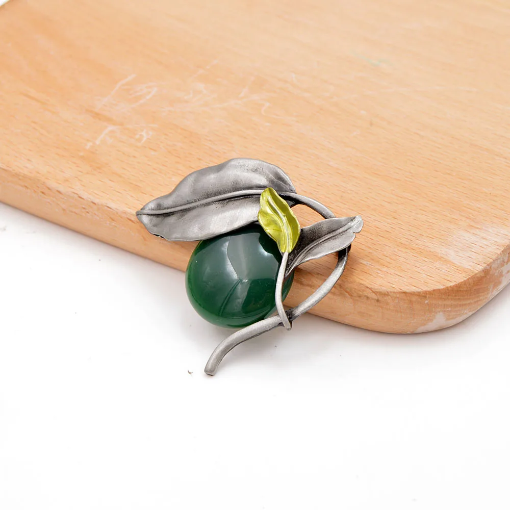 Винтажная женская брошь в виде листа с бусиной CINDY XIANG элегантное украшение из