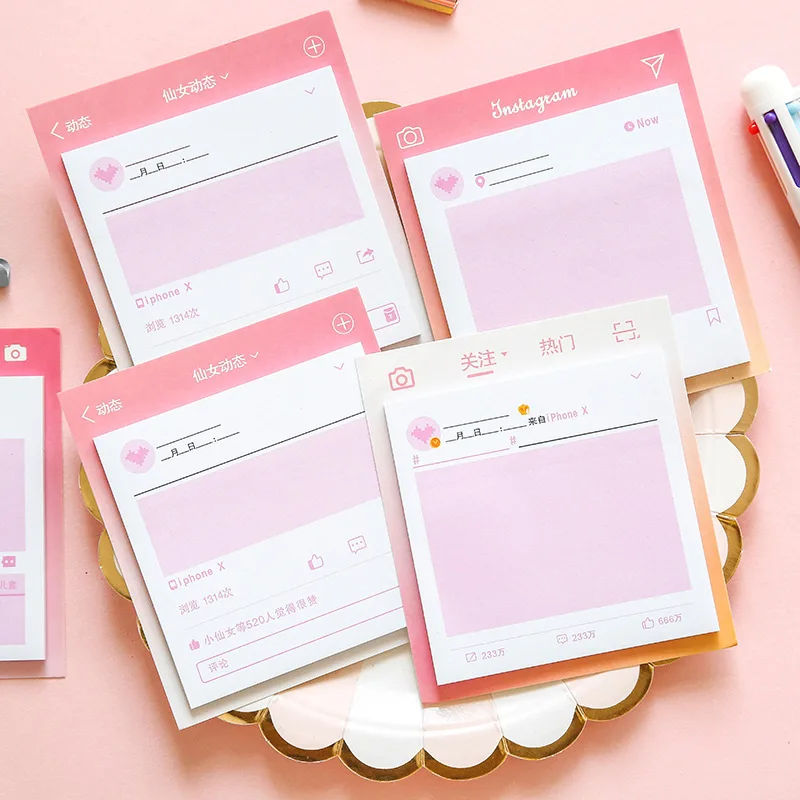 Kawaii розовые липкие сообщение заметки NFC стикер 30 листов студенческим пакетом Office
