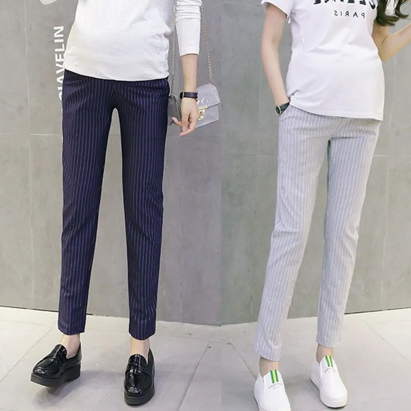 Брюки для беременных женщин версия 2018 простая модная и тонкая одежда полосатые
