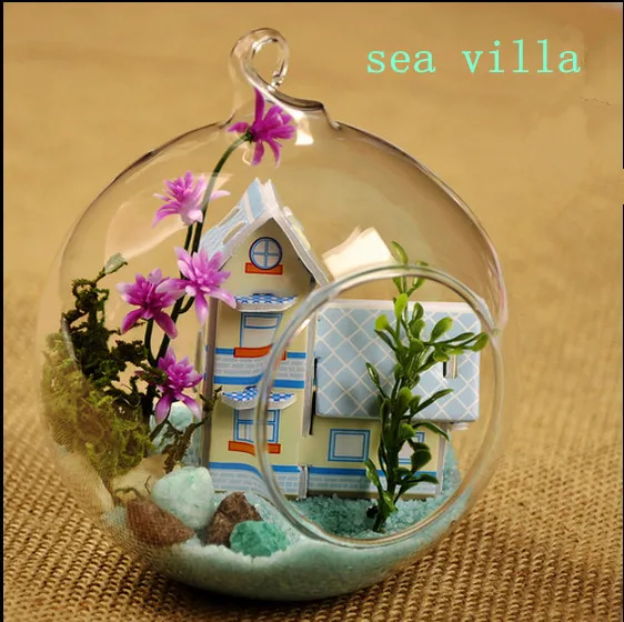 Современная подвесная прозрачная стеклянная ваза с плоским дном цветочные