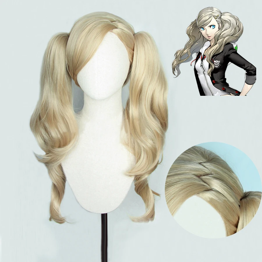 Парик для косплея Persona 5 P5 Anne Takamaki термостойкий из льна коричневый длинный с
