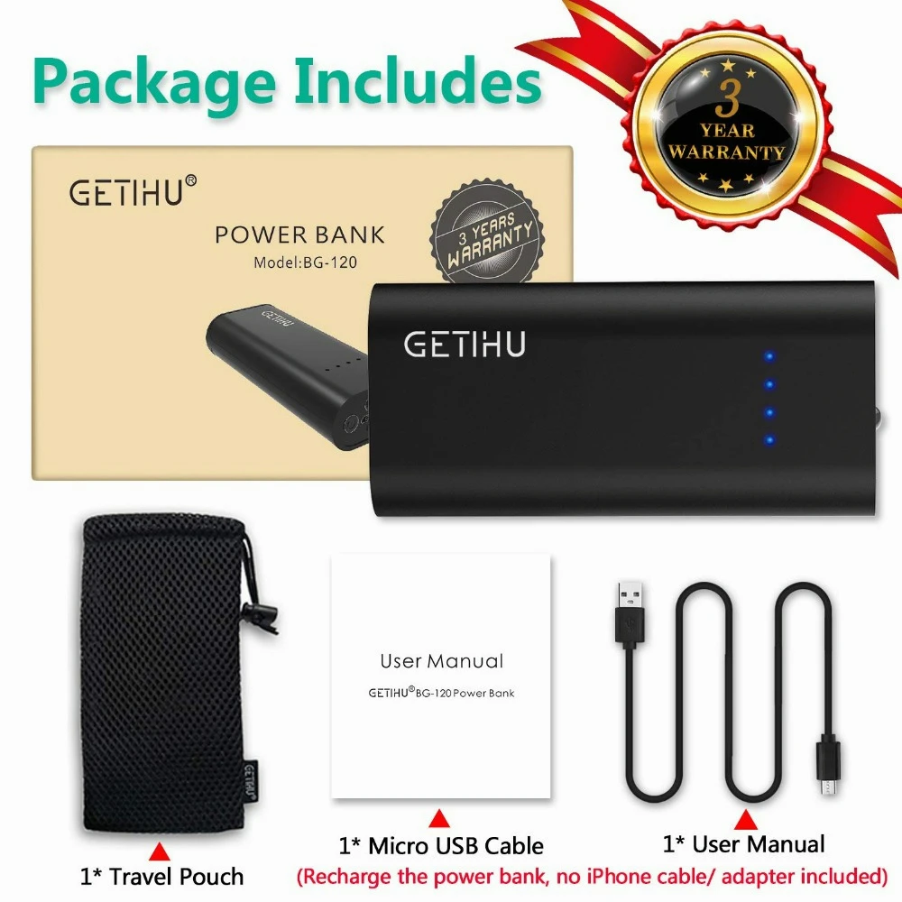 Внешний мини аккумулятор INIU на 5200 мА · ч с USB портом|Внешние аккумуляторы| |