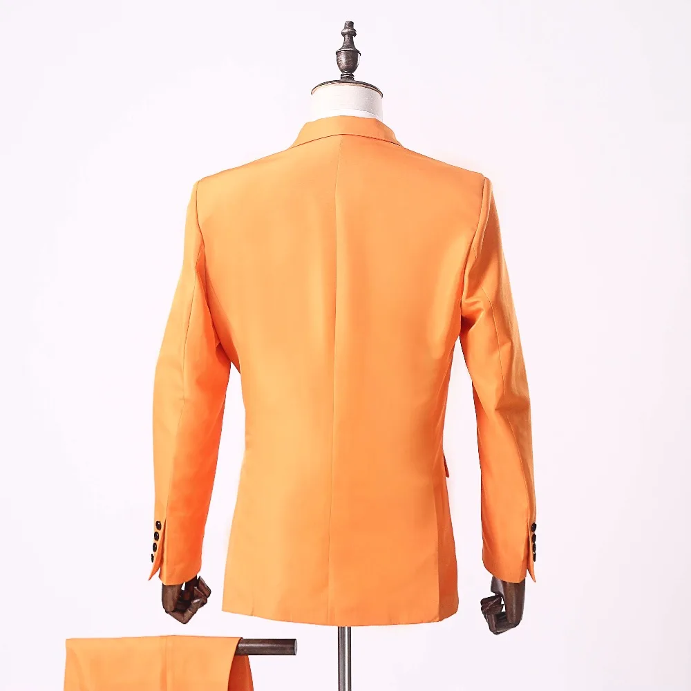 Новинка 2018 брендовые оранжевые смокинги для жениха двубортные свадебные костюмы