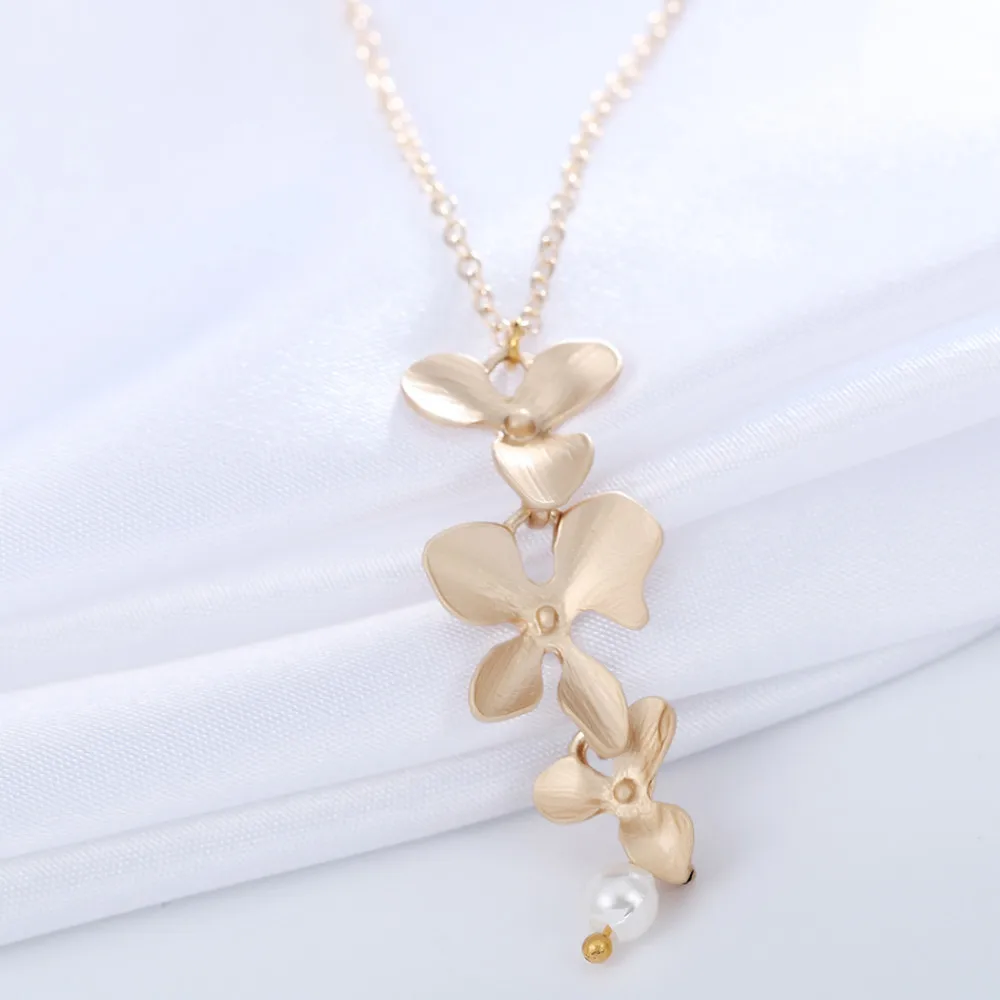 Женское Ожерелье с цветами орхидеи и жемчугом Kinitial украшение в виде лотоса для