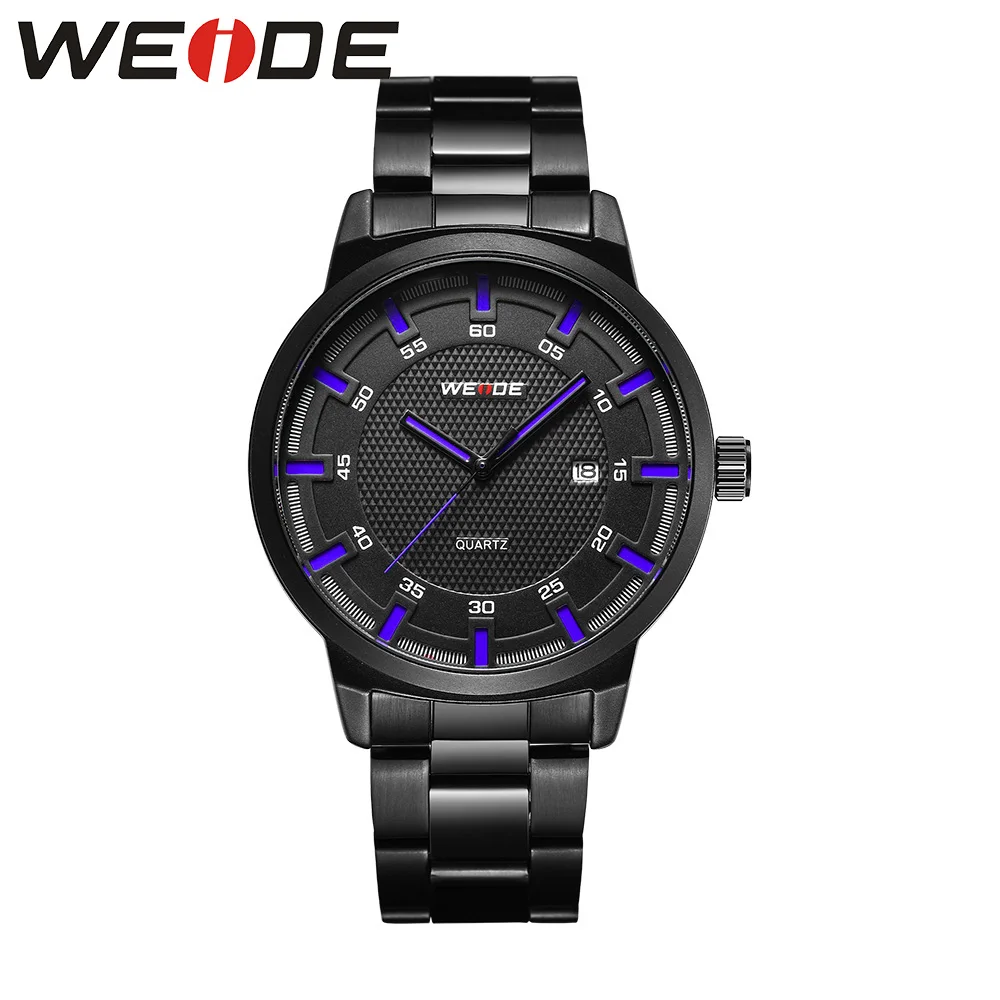 WEIDE, мужские часы из нержавеющей стали, роскошные Брендовые Часы, автоматические мужские часы, противоударные водонепроницаемые спортивные кварцевые часы на каждый день - Цвет: Синий