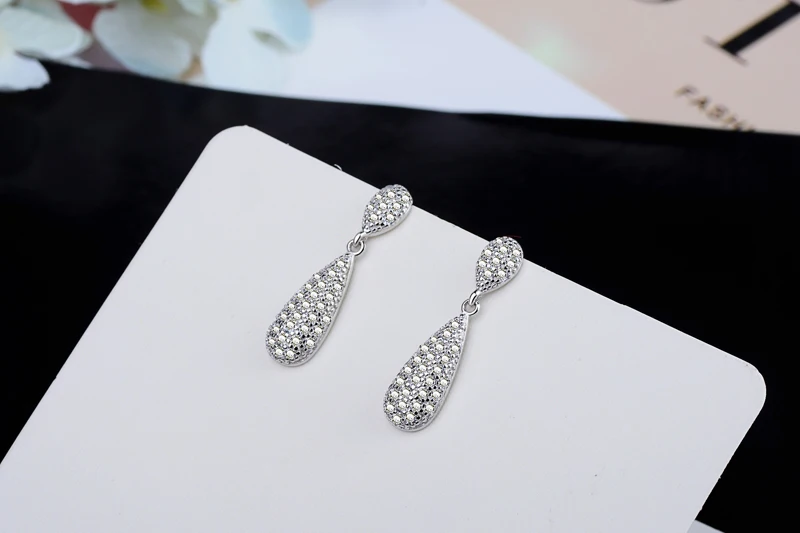 Yanleyu Elegant Female Wedding Jewelry Accessories Original Solid 925 Sterling Silver Water Drop Dangle Earrings for Women PE022 | Украшения