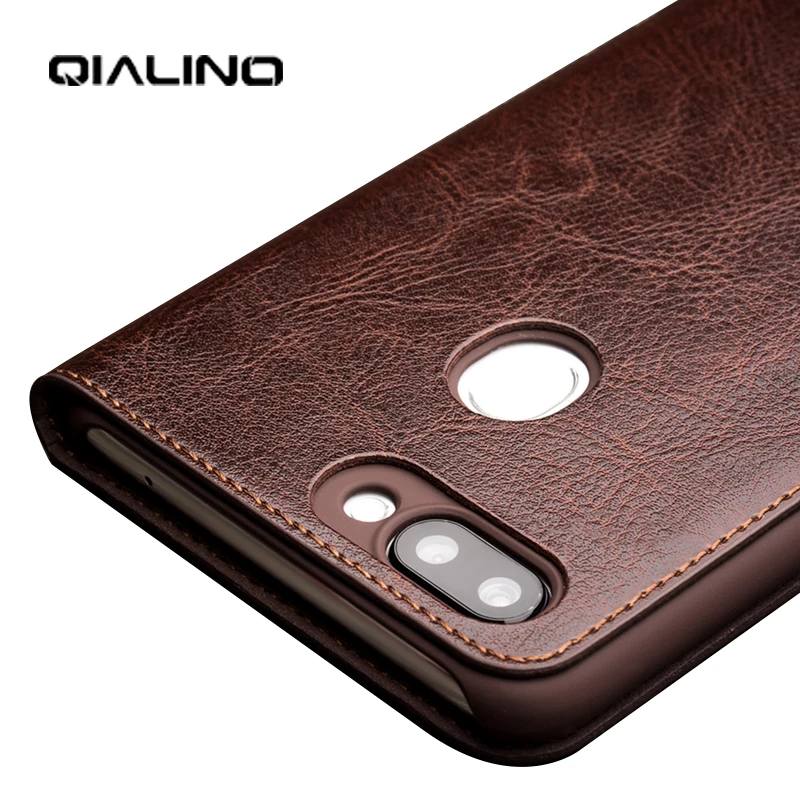 Роскошный чехол QIALINO из натуральной кожи для телефона OPPO R15 ручной работы с полной