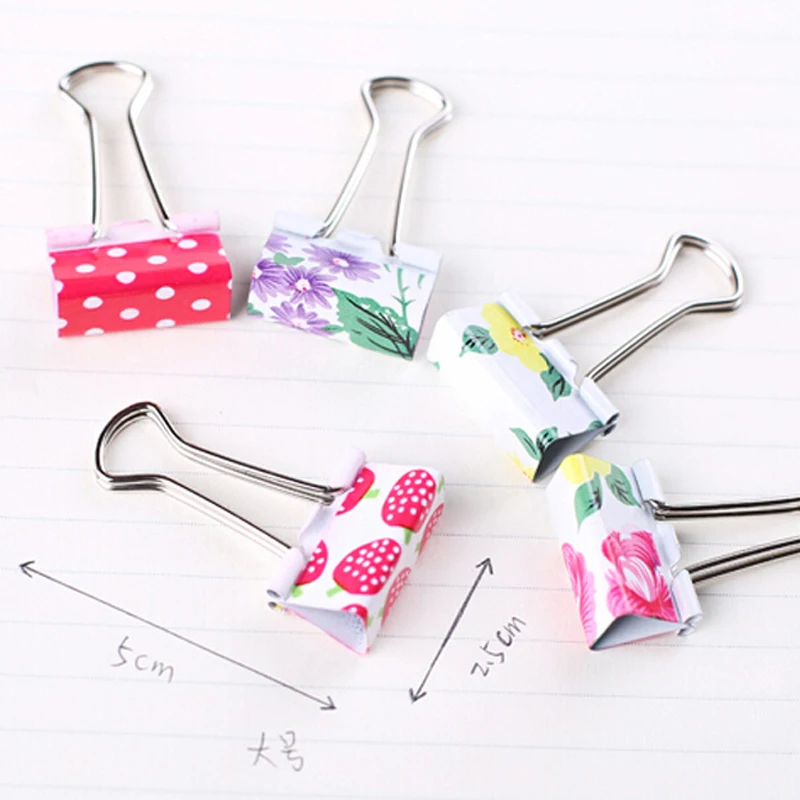 Милые 48 шт./лот металлические скрепки с цветочным принтом для бумаг канцелярские