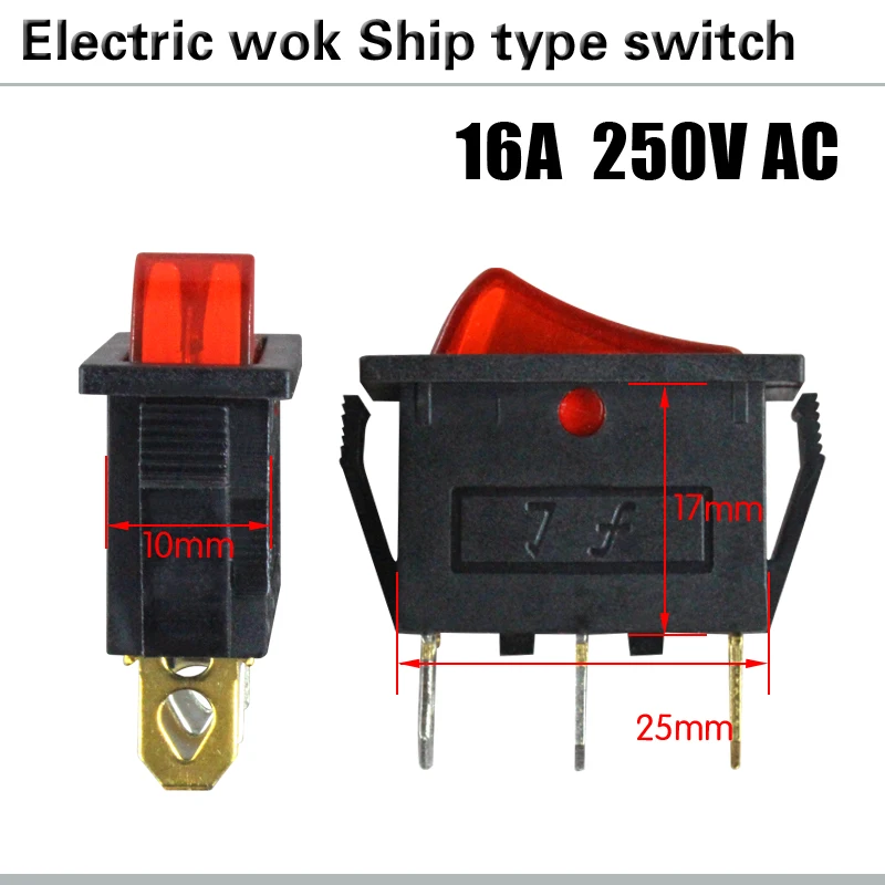 KCD3 черный переключатель лодочного типа клавишный 25x20 мм 16A250V 3 контактный 2