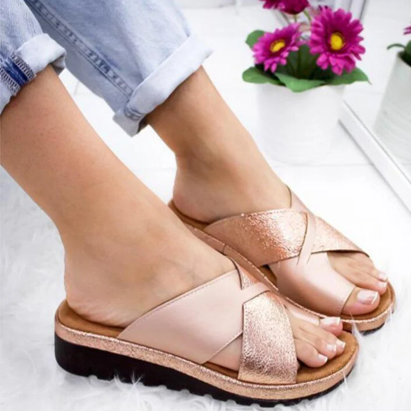 Сандалии женские на платформе шлепанцы с перекрестными ремешками босоножки