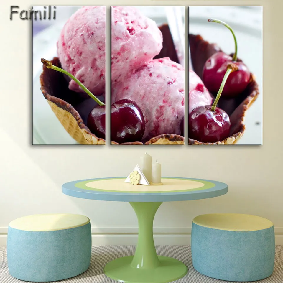 3 шт. настенные картины с изображением вкусного мороженого|picture for living room|wall