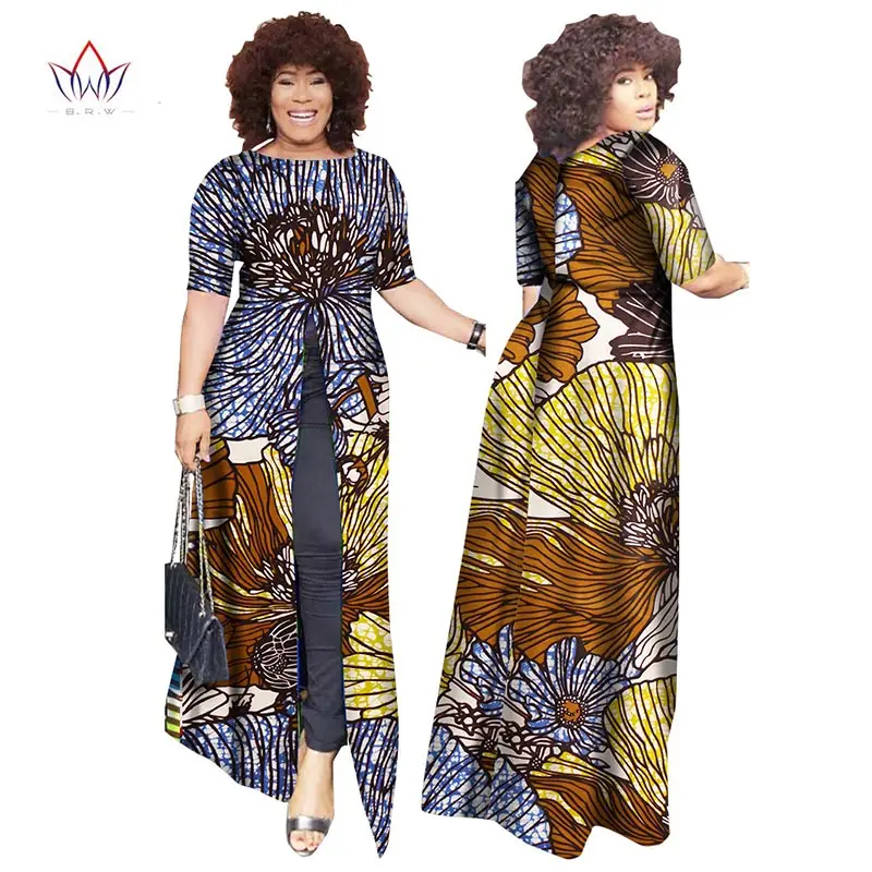 Африканский dashiki африканских платья повседневные Прямые сплит печати Африканский принт хлопок Одежда Сорочка африканского Femme brw WY852