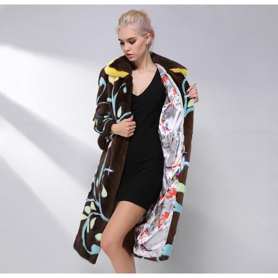 JEPLUDA Luxurious North American Natural Real Mink Fur Coat Women Clothes Fashion Pattern Warm Real Fur Coat Winter Jacket Women