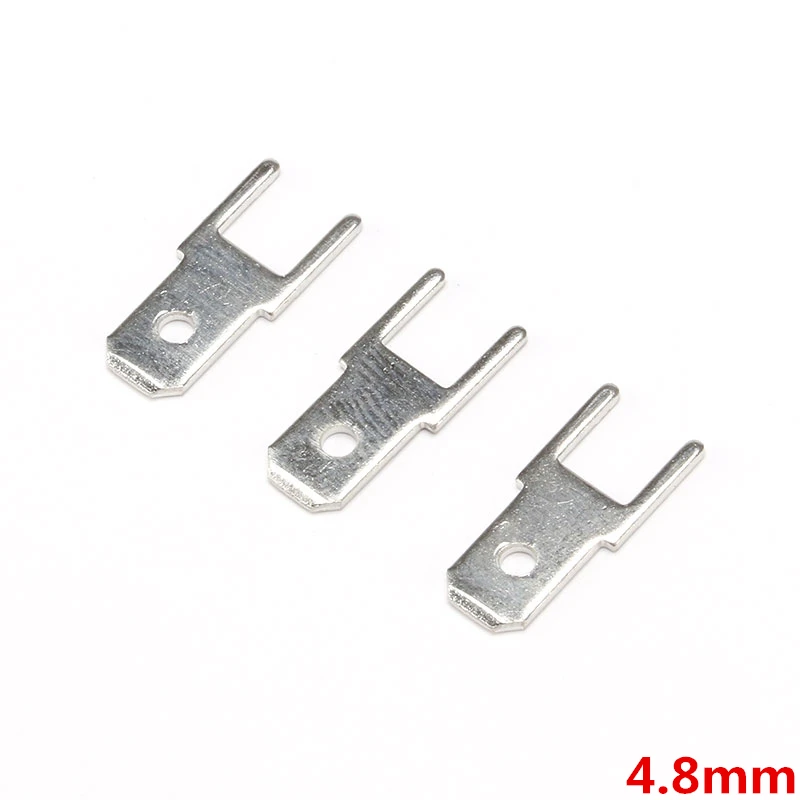 4.8mm Male 100 шт./лот, 2,8 мм, 4,8 мм, 6,3 мм, латунь, обжимной терминал, мужской, женский, лопата, разъемы, изоляционный рукав, 22-16AWG - Цвет: 4.8mm Male