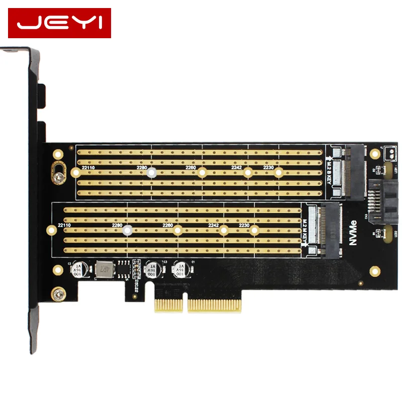 Красный JEYI SK7 M.2 NVMe SSD NGFF для PCI-E X4 адаптер M ключ B ключ двойной интерфейс карты Suppor PCI Express3.0 двойное напряжение 12v+ 3,3 v SATA3 - Цвет: Красный