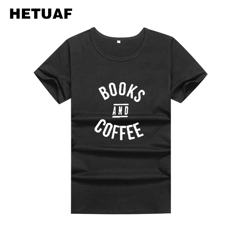 

HETUAF книги и кофе, женские хлопковые футболки 2018 кепки, кепки в стиле черный, Белый Цвет Футболка для женщин с принтом Футболки Tumblr рубашка Femme