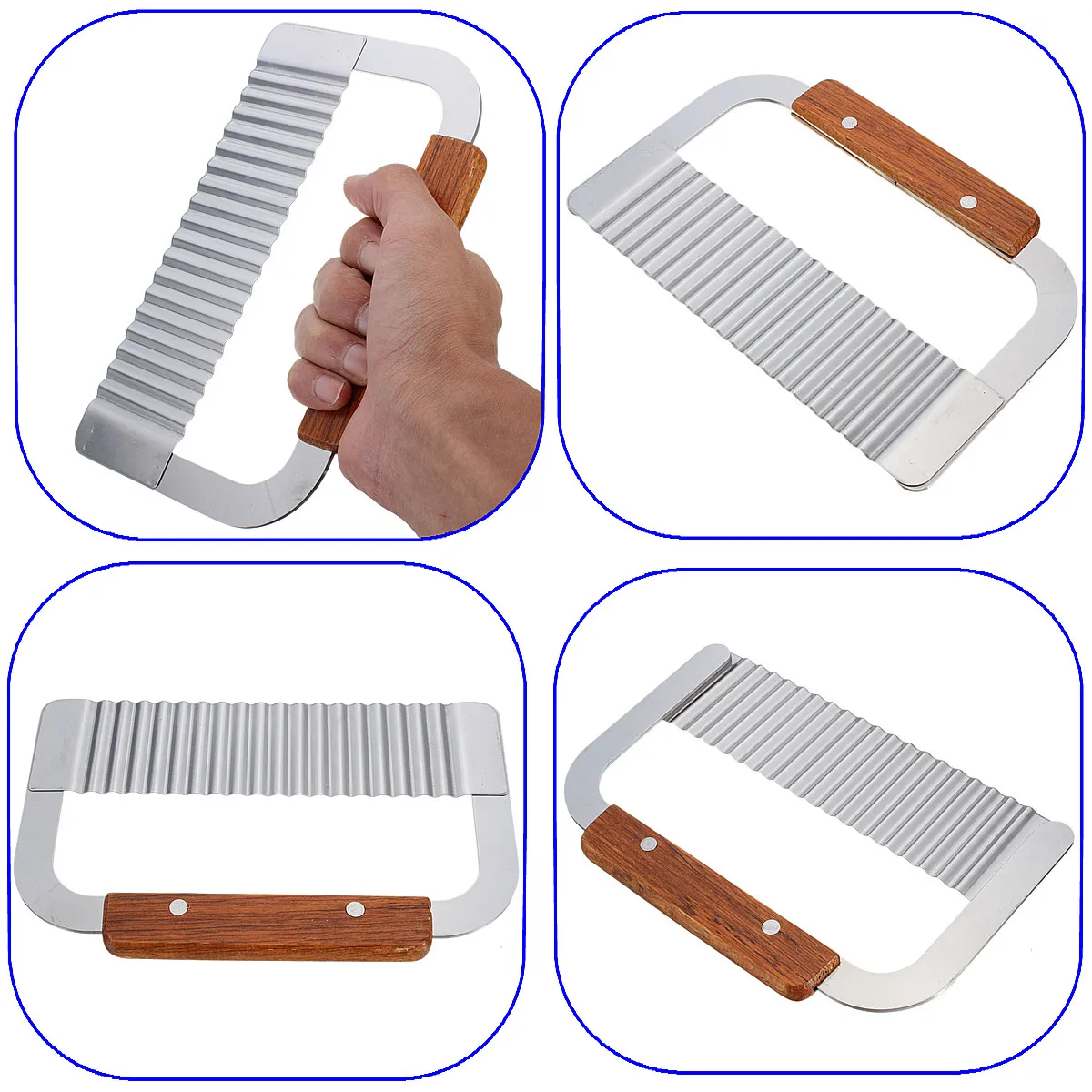 Новый гофрированный волнистый нож с деревянной ручкой для картофеля фри выпечки