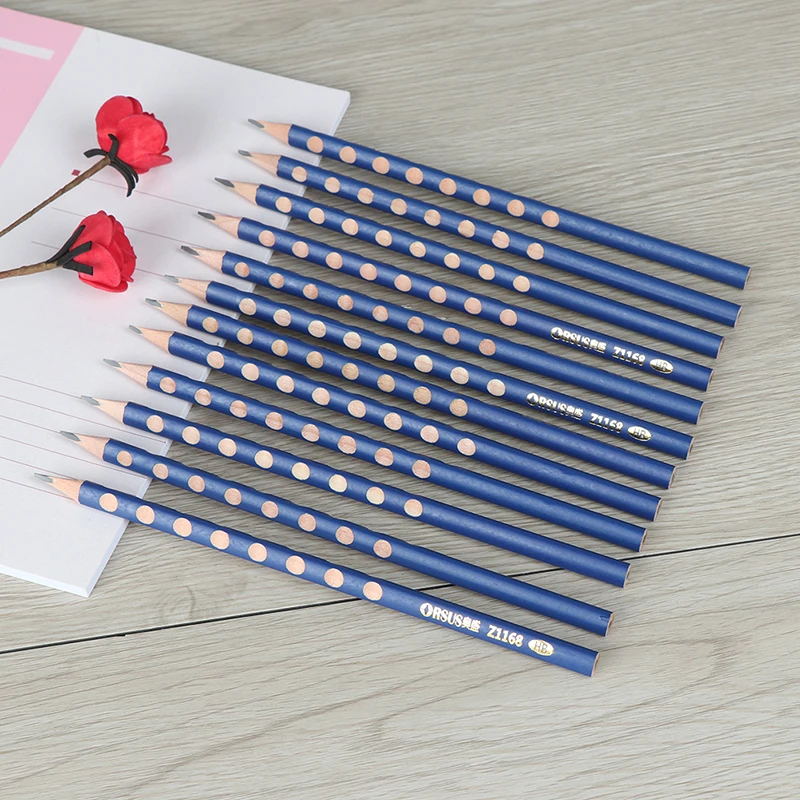 

12Pcs/box groove slim triangle wooden HB correction writing standard pencils for school office stationery
