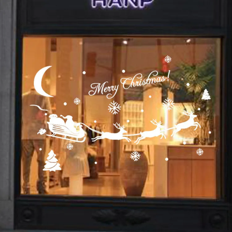 Рождественские украшения рождественские стеклянные наклейки на стену окна для