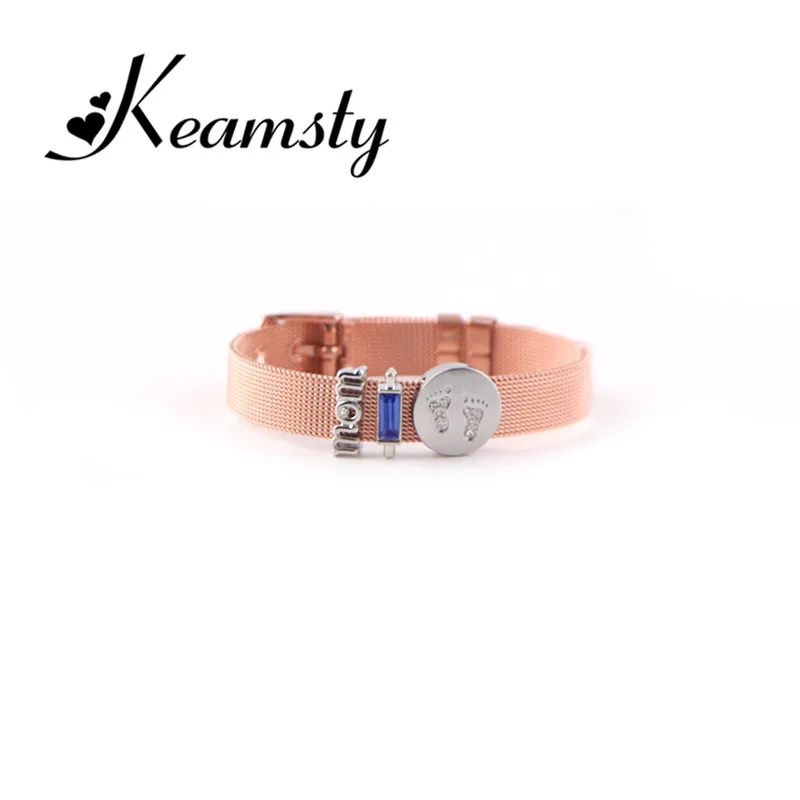 Keamsty розовое золото браслет кристалл любовь талисманы браслеты комплект