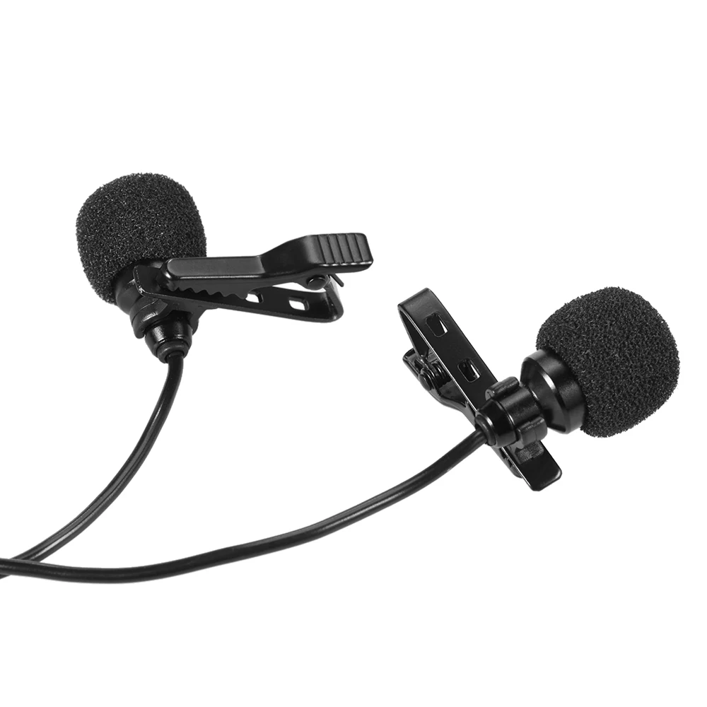 Andoer 150 см смартфон мини двухголовый всенаправленный клип петличный микрофон для