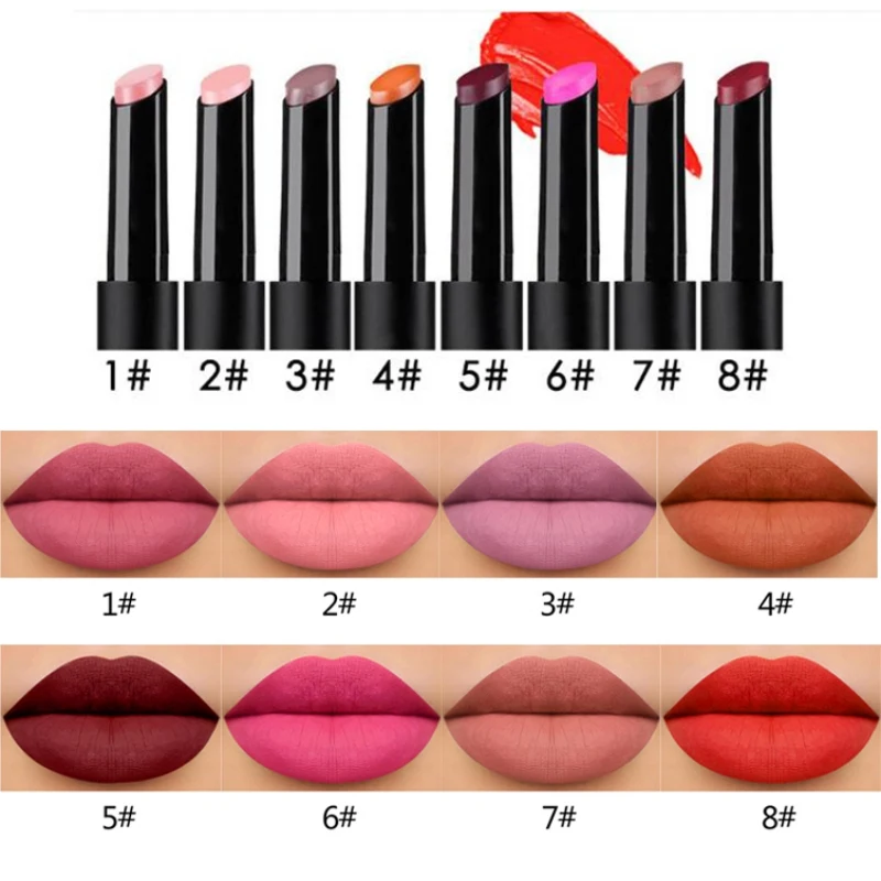 8 цветов Новая прессованная губная помада матовая увлажняющая натуральная