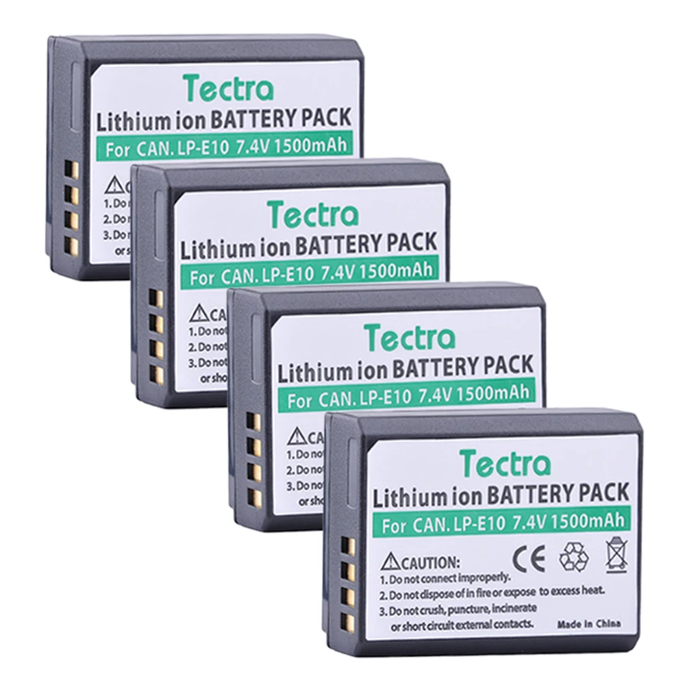 

Tectra 4Pcs LP-E10 LPE10 LP E10 Battery for Canon EOS Rebel T3 T5 T6 Kiss X50 Kiss X70 EOS 1100D EOS 1200D EOS 1300D