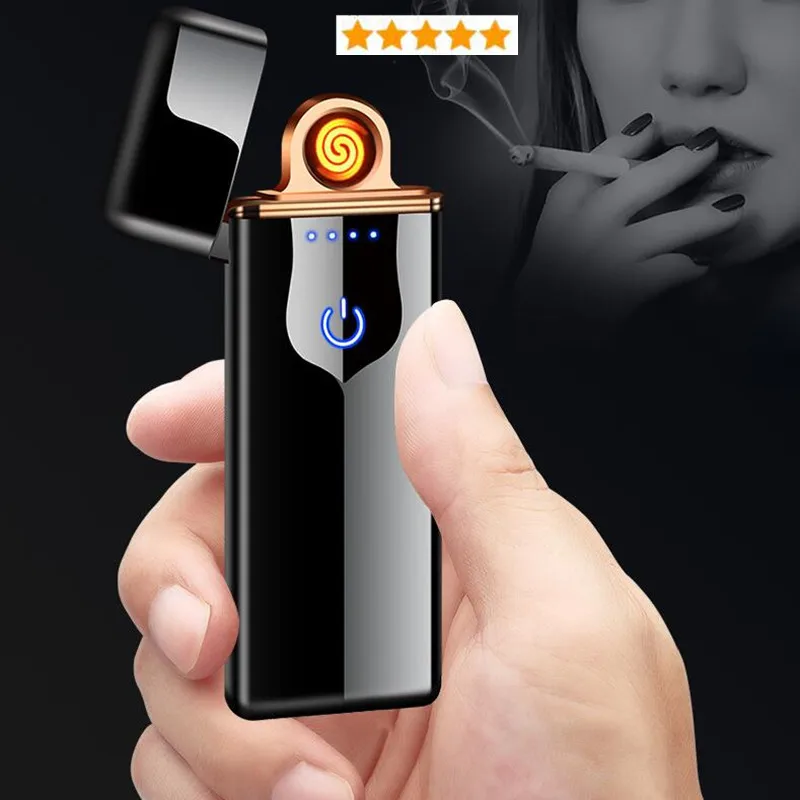 Новая USB Зажигалка с сенсорным экраном зажигалка для сигарета зарядкой от