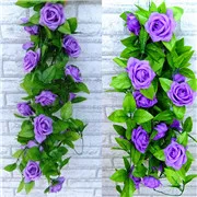purple Новинка 2,4 м искусственный Шелковый цветок розы плюща лоза Висячие цветы гирлянды для свадебного украшения вечерние украшения для дома - Цвет: purple