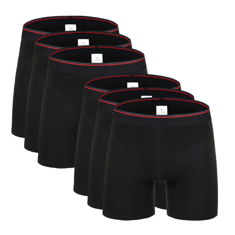 6Pcs 2494B Black 6 шт./лот Качественный хлопок мужские трусы плюс Размеры 7XL - Цвет: 6Pcs 2494B Black