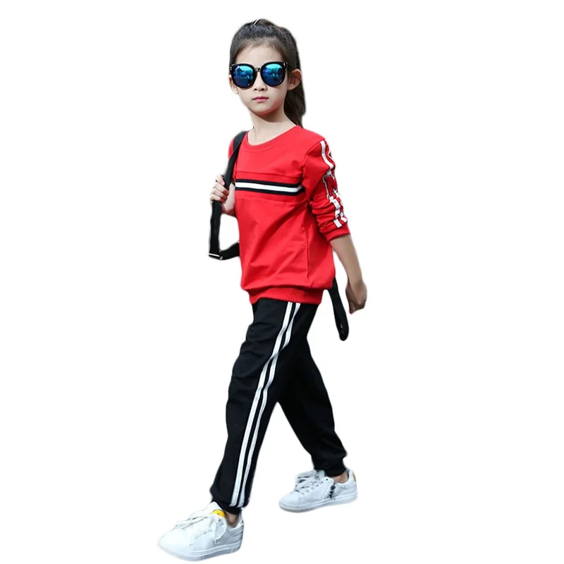 Спортивный костюм для девочек весенне-осенние детские костюмы толстовка с