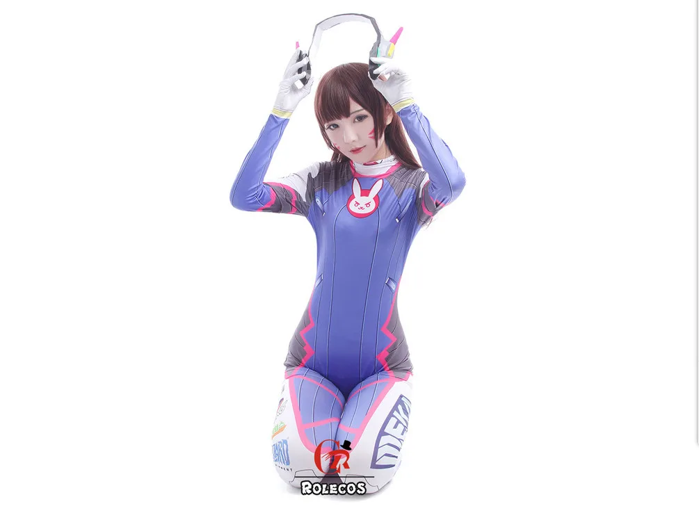 Женский костюм для косплея из спандекса взрослых и детей с 3D принтом D.VA 2017 |