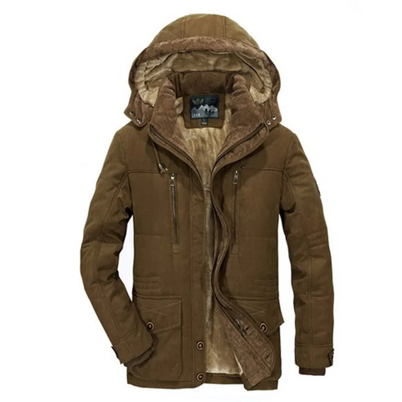 A nova jaqueta de inverno Homens de Meia idade Mais thjck quente casaco jaqueta com capuz casuais dos homens do revestimento do - Цвет: 2