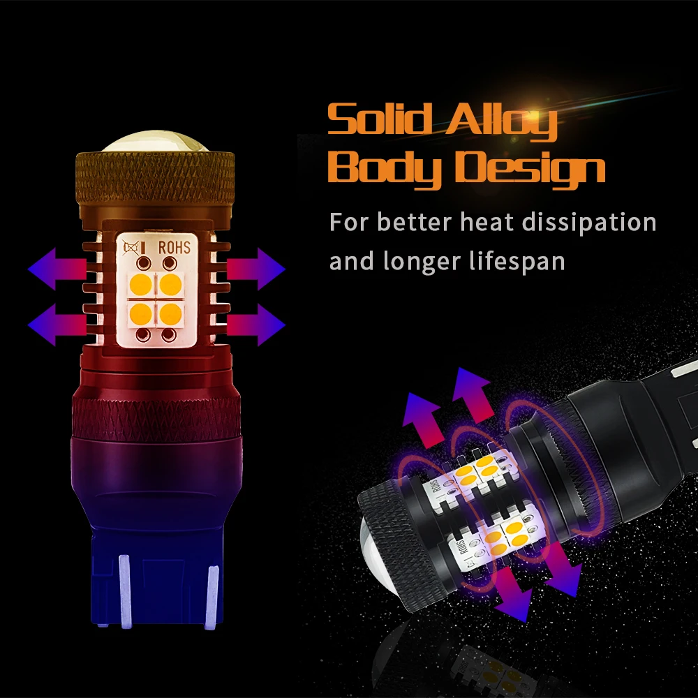 AUXITO T20 светодиодный светильник лампы 7440 7443 W21/5 Вт W21W WY21W светодиодный автомобильный сигнал поворота, стоп-сигналы DRL 3030SMD белый желтый красный авто светодиодные лампы 12 В