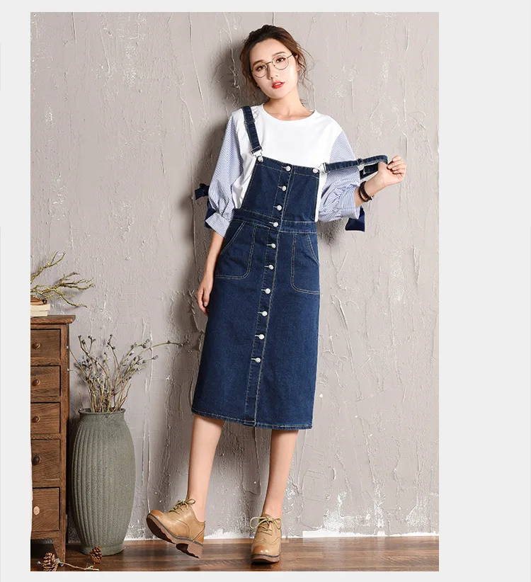type2only skirt Новые модные женские комбинезоны джинсовые юбки облегающие джинсы Midi Юбки женские хлопковые синие на пуговицах спереди джинсовые юбки на подтяжках - Цвет: type2only skirt