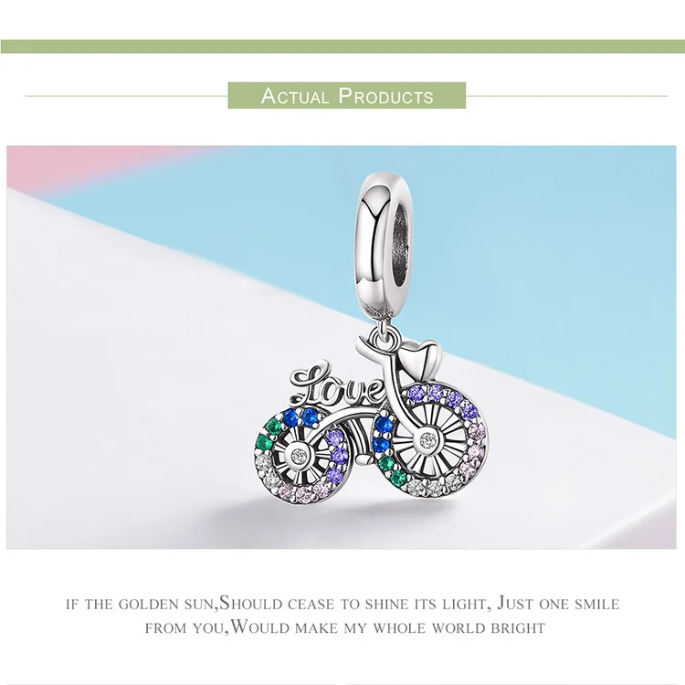 S925 серебро fit Pandora браслет зеленое дерево Маргаритка Карп мороженое гитара девушка бусины 925 CZ велосипед сердце перо глаз талисманы