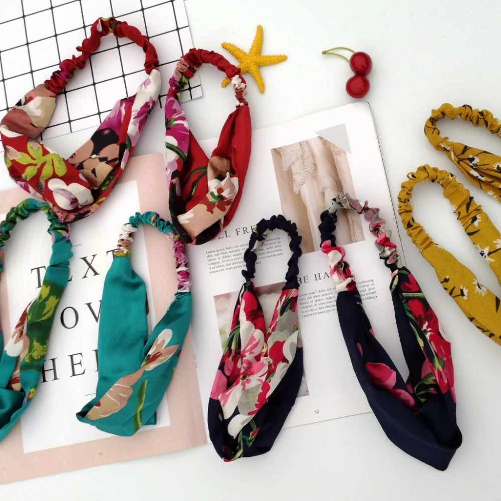 Эластичная Повязка на голову для мамы и дочки Цветочная повязка волос с принтом