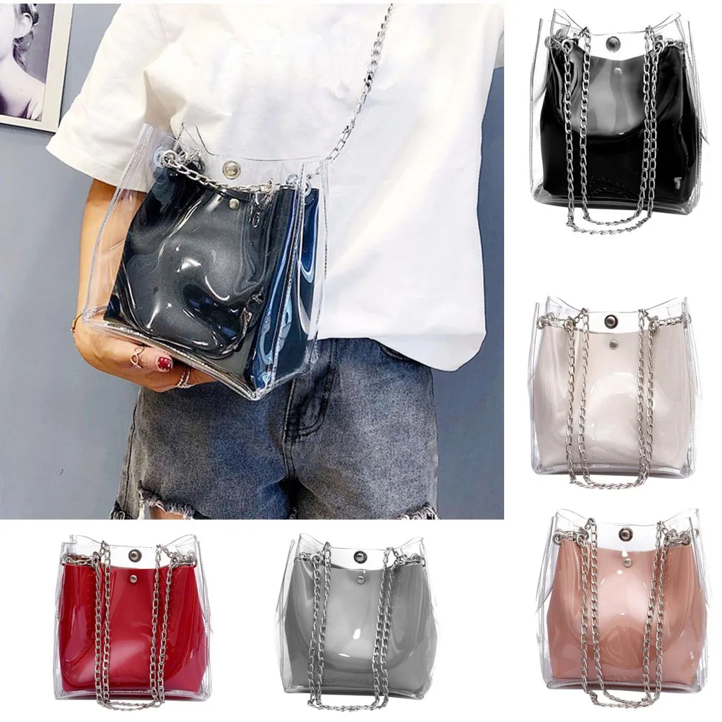 

Women Bag Small Transparent Bucket Bags Chain Totes Compound Female Mini torebki damskie torebka damska shopper sac main femme