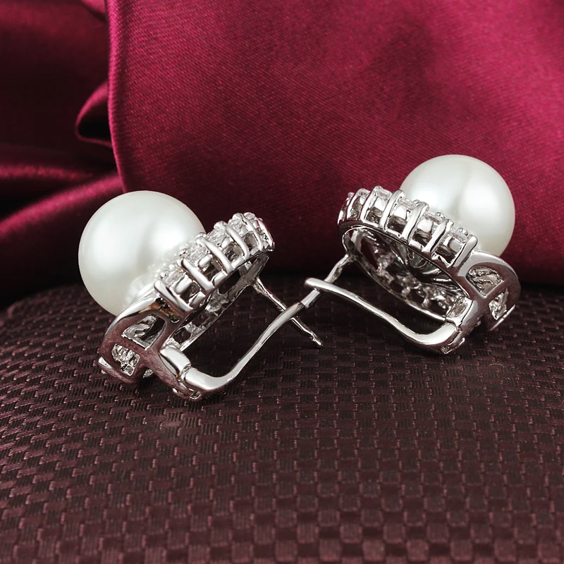 Wedding Earring Gold color Zircon Stud Brincos Simulated Pearl For Women Earrings | Украшения и аксессуары