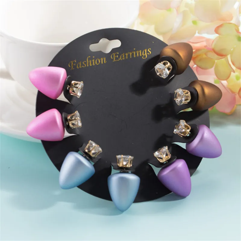 ENZE Free Shipping fashion Women's Accessories 4 / set of candy cone type two-sided earrings combination jewelry wholesale | Украшения