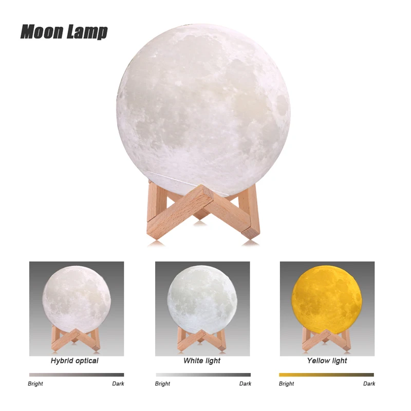 3 Color Touch Remote Control 16/3 Colors 3D Moon Lamp LED Night Light Luminaria Lua Starry Sky Galaxy Light for Children Christmas Home Decor - Испускаемый цвет: 3 Color Touch
