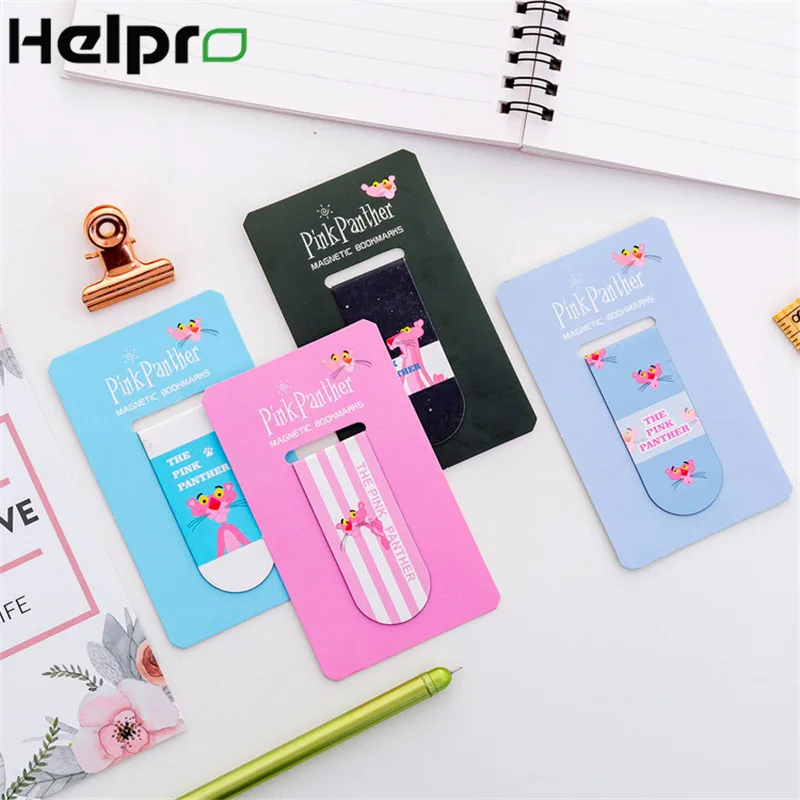Helpro 4 шт./упак. мультяшная розовая леопардовая Закладка с зажимом мини Магнитная